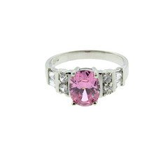 Sterling Silver Pink and White CZ Engagement Ring Size#7