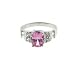 Sterling Silver Pink and White CZ Engagement Ring Size#7