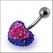 Crystal stone Heart Belly Ring Piercing Jewelry