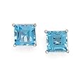 14k White Gold & Blue Topaz Square Stud Earrings