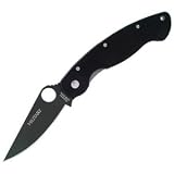 Spyderco C36GPBK Spyderco Military Folding Knife Black Plain Drop Point/Oval Thumb Hole Liner Lock/Pocket Clip 4 Black G10 Box