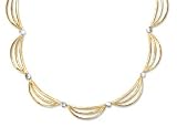 14KT Two Tone Scallop Link and White Circle Necklace