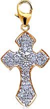 Cross, 14K Yellow Gold Diamond Charm