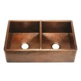 Belle Foret F2KIT Weathered Copper Belle Foret Front Apron Double Bowl Copper Kitchen Sink