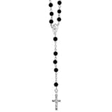 Sterling Silver Black Bead Rosary 18
