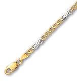 14k Two-Tone 3.1 mm Fancy Mariner Anklet - 10 Inch