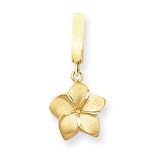 14K Diamond-Cut Satin Plumeria Floral TummyToy Belly Ring - JewelryWeb