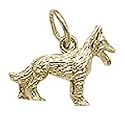 Dog, German Shepherd Charm - 10K Yellow Gold