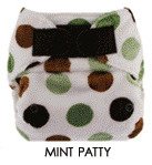 Blueberry Minky One Size Pocket Diapers - Hook/Loop - Mint Patty