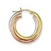 Jewelco London 9ct Yellow, White and Rose gold Russian wedding Ring design Twisted hoop earrings ( 3.3g )