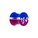 0 Gauge Blue Purple Acrylic Toxic Flame Saddle Plug