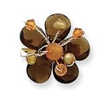 Smoky Quartz Carnelian Crystal Gold Pearl Pin