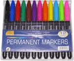 12 Coloured Permanent Markers