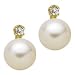 14kt. Yellow Gold, Cultured Pearl & Diamond Earrings