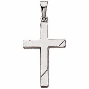 14kt White Gold Hollow Cross Pendant