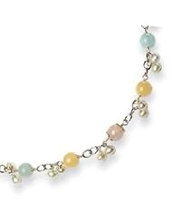 Sterling Silver Chalcedony/Jade/Cultured Pearl Necklace - 16 Inch