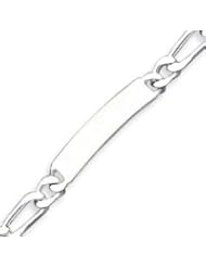Sterling Silver Polished Engraveable Figaro Link ID Bracelet - 8.5 Inch
