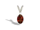 14K White Gold Genuine Oval Garnet and Diamond Pendant