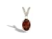 14K White Gold Genuine Oval Garnet and Diamond Pendant