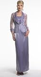 BEADED SHIMMER COLUMN DRESS WITH ORGANZA JACKET