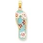 14k Enameled Flowers on Aqua Flip Flop Pendant