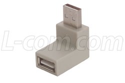 Right Angle USB Adapter, Type A Male/Female, Exit 2