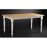 Farmhouse Style Wood Dining Table (White / Natural) (30H x 36W x 60D)