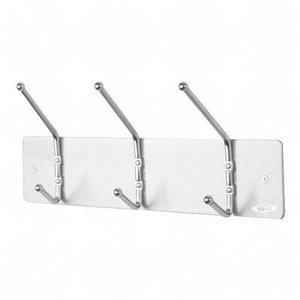 Safco 4161 Wall Rack - Three Ball-Tipped Double-Hooks - Metal - Satin Aluminum