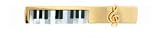 Gold plated, onyx and mother of pearl piano keys music note tie-slide with presentation box