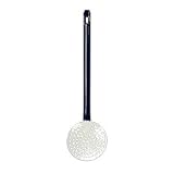 Enamelled Flat Skimmer Spoon - White with Blue Rim