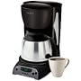 Mr. Coffee 8-Cup Programmable Coffeemaker with Thermal Carafe, Black and Stainless Steel
