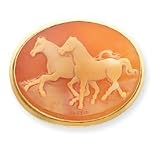 14K 40mm Shell Cameo Horse Pin