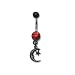 Jewelry : Black Bioplast Belly Ring with Red Australian Crystals - Moon and Star 14g/5mm ball