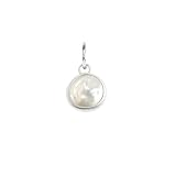 Coin Pearl Charm / Pendant in Sterling Silver
