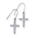 Sterling Silver CZ Cross Earrings - JewelryWeb