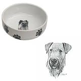 Airedale Terrier Paw Print Bowl, Porcelain by Rosalinde (7 in. x 2.5 in. deep)