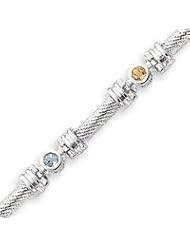 Sterling Silver 7 Inch Fancy Multi-Color Semi-Precious Bracelet - 7 Inch