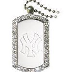 New York Yankees NY Dog Tag Necklace With Swarovski Crystals