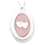 Sterling Silver MOP with 2 Hearts 2-Frame Oval Locket