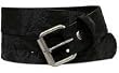 FRENCH CRAFT 38 MM NUBUCK W/ EMBOSSED TREES AND ANTIQUE NICKEL SNAP OFF BUCKLE BLACK