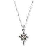 Silver-tone Star of Bethlehem Necklace - 18 Inch - JewelryWeb