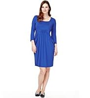 Plus Drape Pockets Elasticated Front Tunic Dress