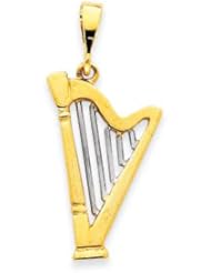 14k Gold Harp Charm