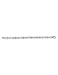 Designer Oxidized Sterling Silver Fleur-de-lis Link Bracelet