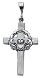 Charm - 14kt Solid White Gold Claddaugh Cross Pendant