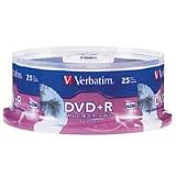 Verbatim - 25 x DVD+R - 4.7 GB 16x - white - ink jet printable surface, printable inner hub - spindle - storage media