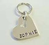 Sterling Silver Heart w/ Cut-out Paw Print ID Tag - Tiny