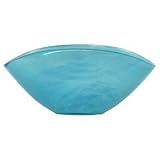 Colorful Recycled Art Glass Aqua Blue Medium Gourd Bowl 11L 5H by Traders and Company