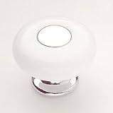 Cabinet Knob, Manchester, Polished Chrome with White