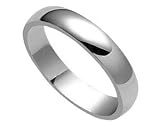 14 KT White Gold 4 MM Comfort Fit 14K Wedding Band Ring